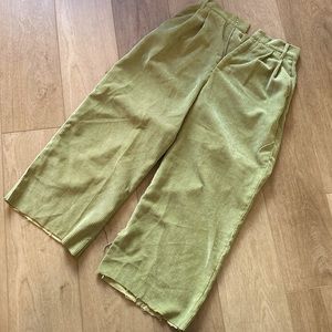 Emory park small green ribbed pants. Wide leg